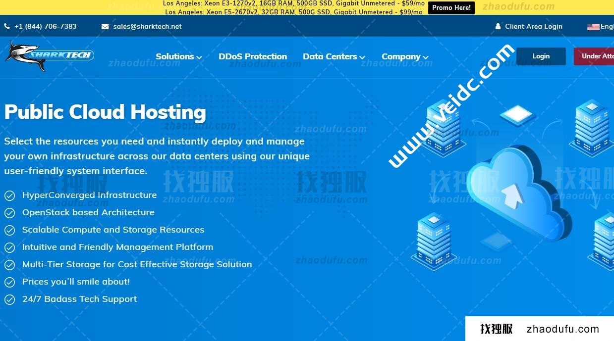 Sharktech：美国洛杉矶高防服务器，E3/16G/500GSSD，1Gbps不限流量，60Gbps DDoS防御，59美元/月