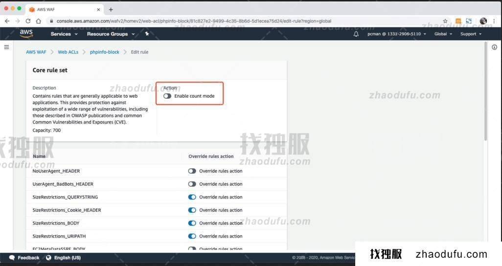 AWS WAF V2 Managed Rules 配置 WordPress